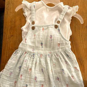 Fat Face Jumper (skirt overalls) with onsie Size 1 1/2 - 2 years